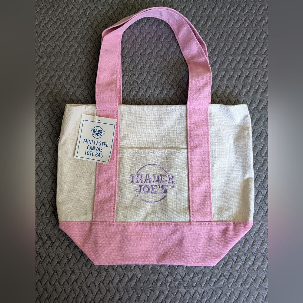 Pink and Cream Canvas Tote Bag